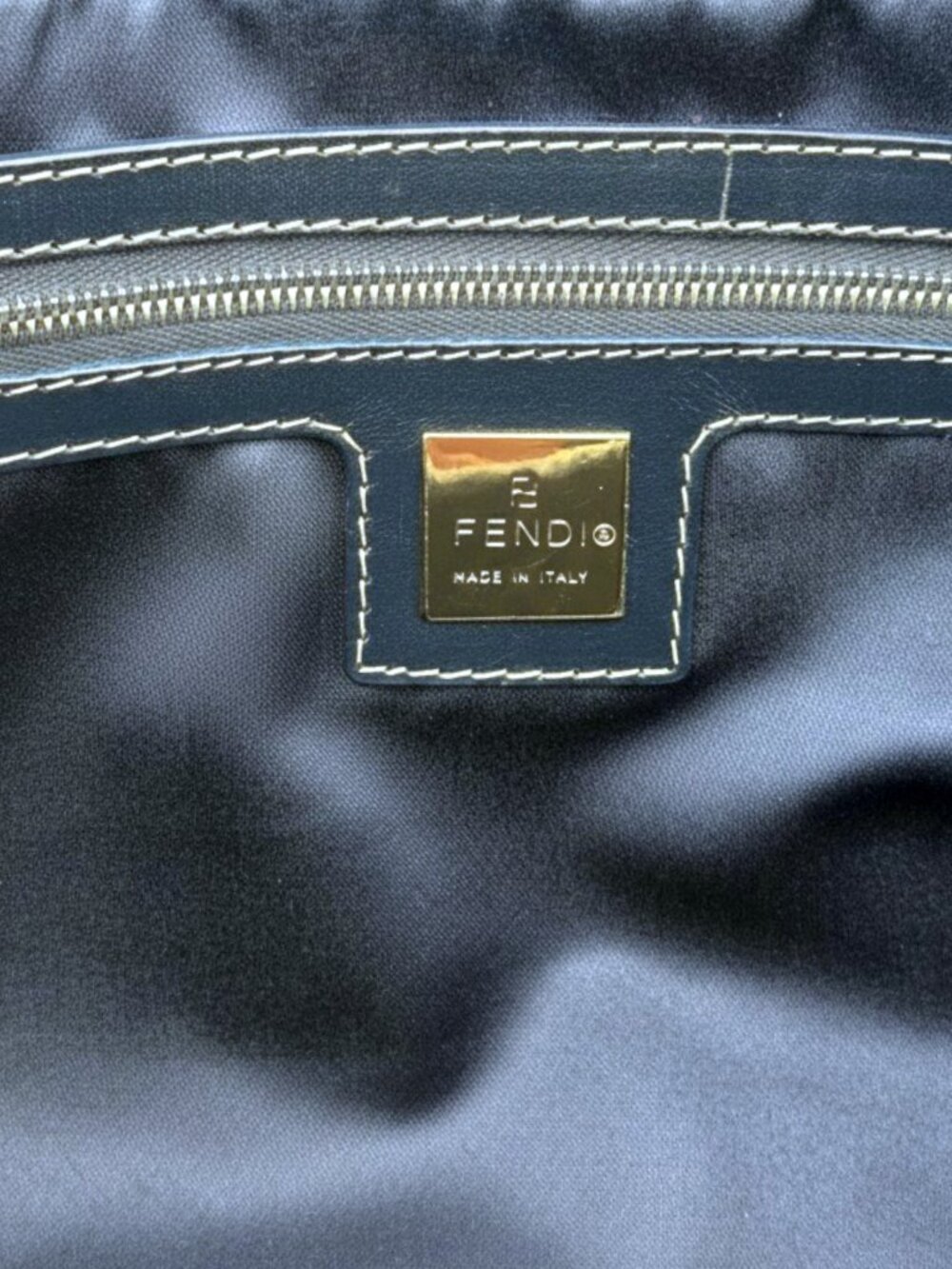 Fendi Navy Blue East West FF Zucchino Canvas Bag - Picture 8 of 14